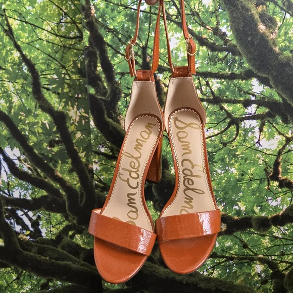 🔥 Sam Edelman Orange Block Heels – Size 7.5 – Chic, Classic & Comfortable! - Picture 1 of 9